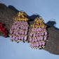 Long Layered Earrings with Elephant Motifs (Pink) - Ruby Raang - Swadesiicart