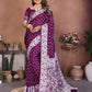 Aastha Fashion Wine Viscose Silk Handmade Original Bandhej Saree