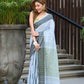 Beatitude Grey Cotton Jacquard Border Tangail Handloom Saree