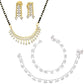 AanyaCentric Gold-Polished Mangalsutra Pendant Earring Set & Silver Plated Anklet