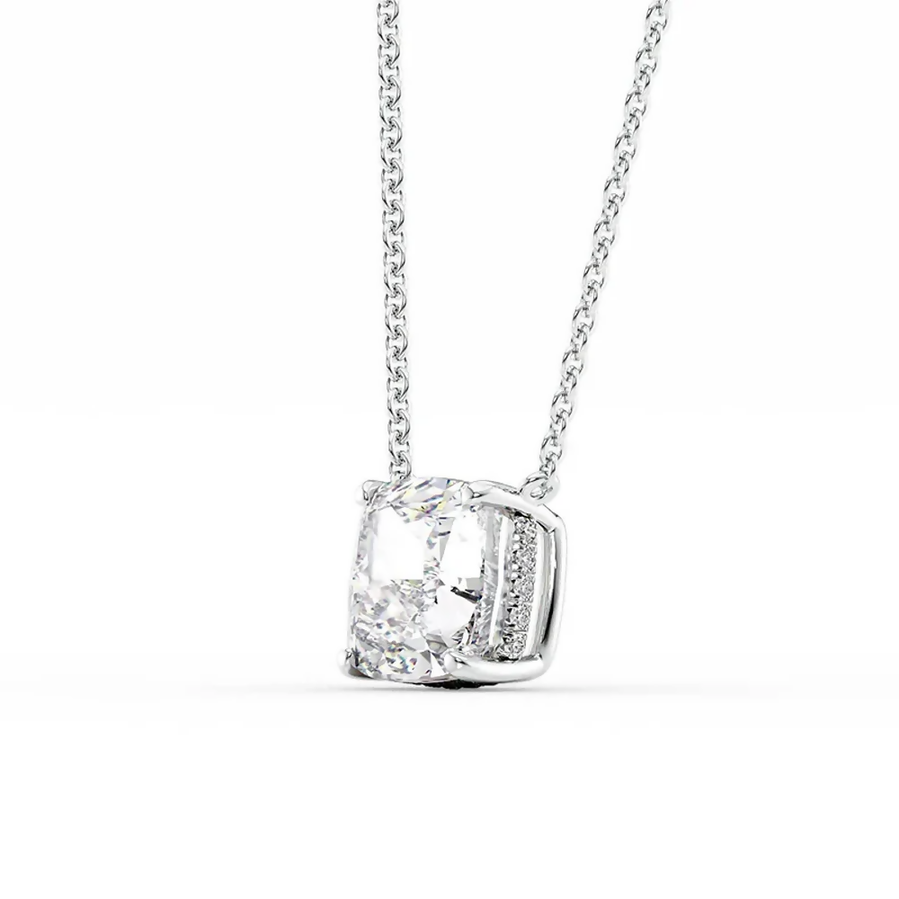 Cauer Elegant 14K White Gold Plated Moissanite Pendant Necklace | Swadesiicart
