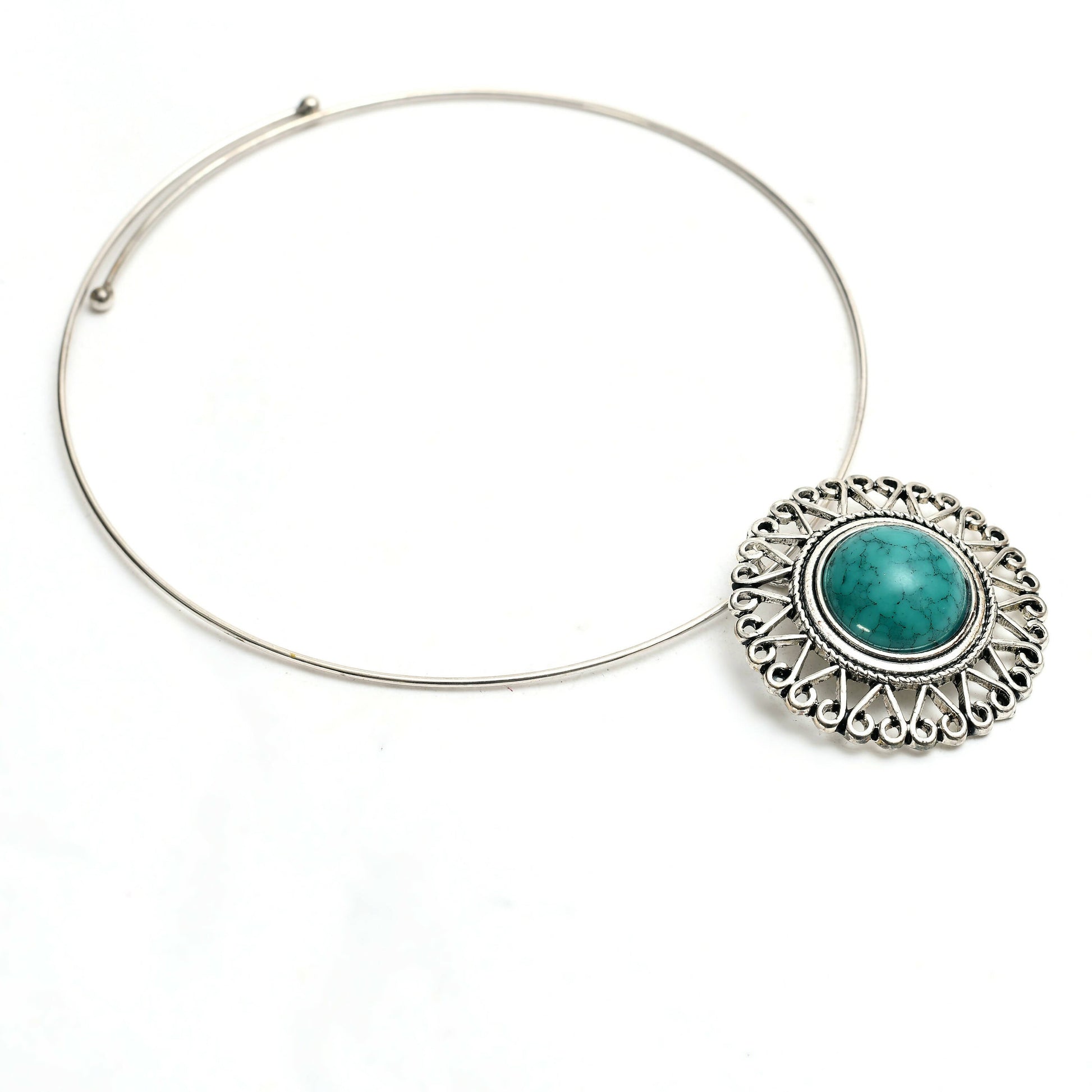 Mominos Fashion Johar Kamal Oxidised Silver-Plated Stone Work Necklace Handicraft | Swadesiicart