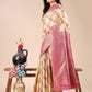 Astita Aura Silk Cream Magenta Banarasi Silk Saree | Swadesiicart
