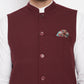 Even Apparels Maroon Merino Men's Nehru Jacket-Contrast Lining-Inbuilt Pocket Square | Swadesiicart