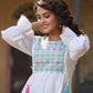 Juniper Women's White Cotton Dobby Solid With Multi Color Embroidered Tunic | Swadesiicart