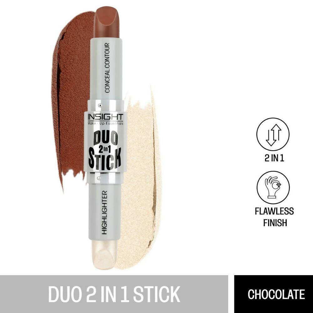 Insight Cosmetics Duo Stick Contour + Highlighter - 03 Chocolate - Swadesiicart
