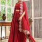Janasya Maroon Georgette Solid Top Bottom Cape | Swadesiicart