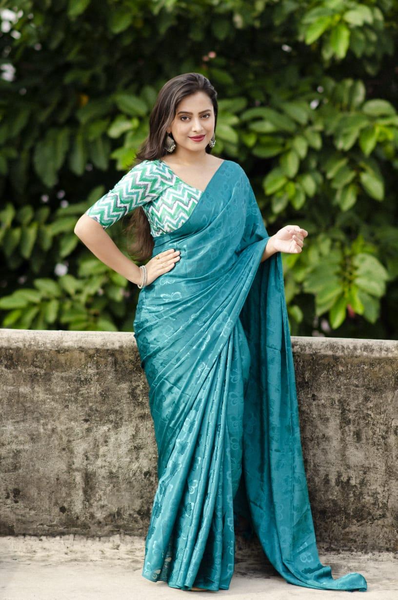 Rama Silk Blend Ethnic Motifs Saree with Unstitched Blouse - Hiral Fashion | Swadesiicart
