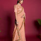 Vamsee Peach Georgette Designer Saree - Swadesiicart