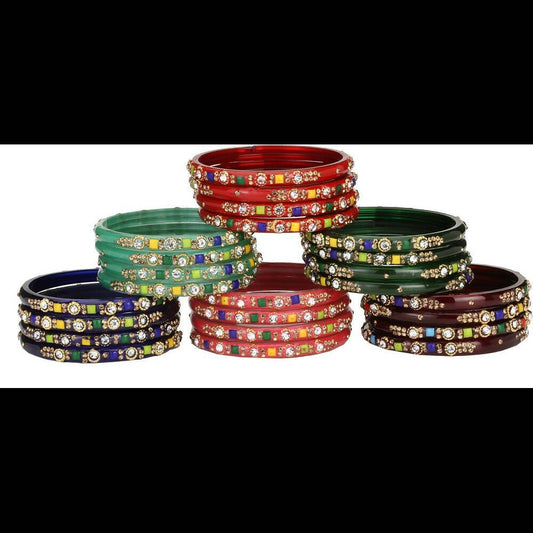 Afast Bridal Wedding & Party Fashionable Colorful Glass Bangle/Kada Set, Pack Of 24 - Afast Enterprises
