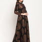 Ahalyaa Women Black Crepe Copper Foil Print Dress | Swadesiicart