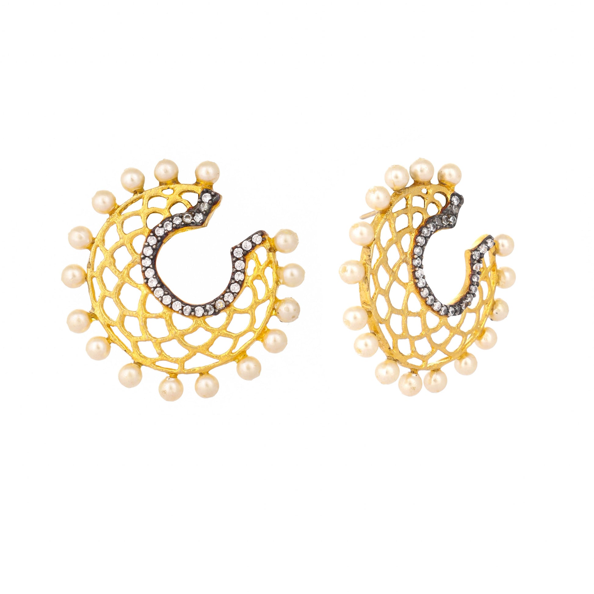 Nuyug 22K Gold Plated Celestial Filigree Earrings | Swadesiicart