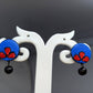 Terracotta Button Studs-Blue