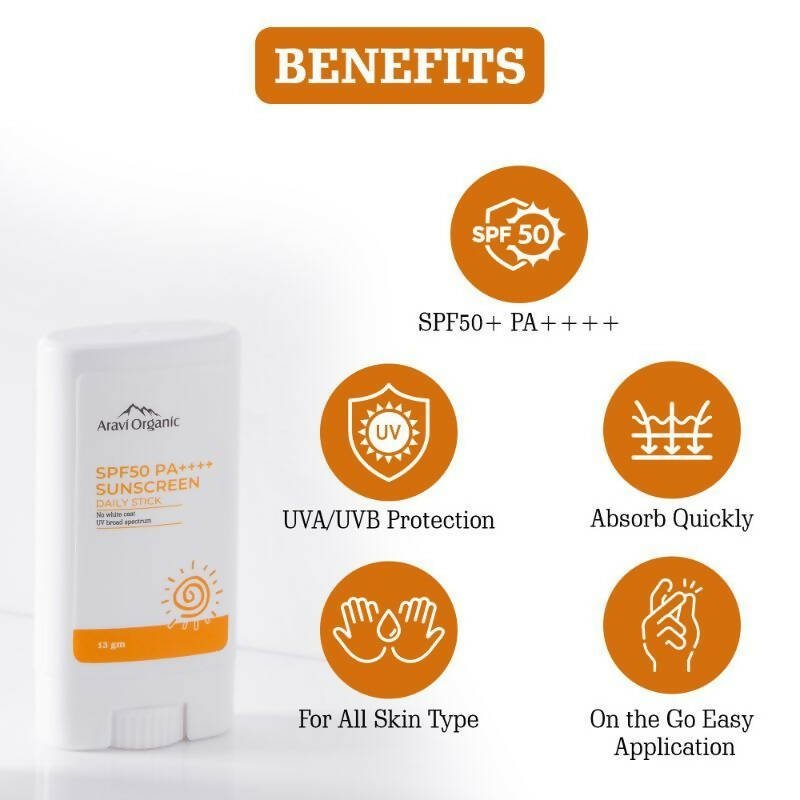 Aravi Organic SPF 50+ Daily Sunscreen Stick | Swadesiicart