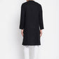 Even Apparels Black Pure Cotton Men's Sherwani Kurta With Asymetrical Cut | Swadesiicart