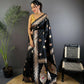 Joban Fashion Banarasi Black Woven Soft Silk Saree | Swadesiicart