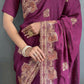 Vastranavya Purple Vichitra Silk Zari with Swarovski Work Ready to Wear Saree | Swadesiicart