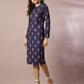 Myshka Women's Navy Blue Printed Round Neck Party Top With Skirt Co-ord set - Swadesiicart