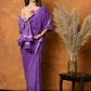 Very Much Indian Pure Cotton Handblock Printed Saree With Natural Dyes - Purple | Swadesiicart