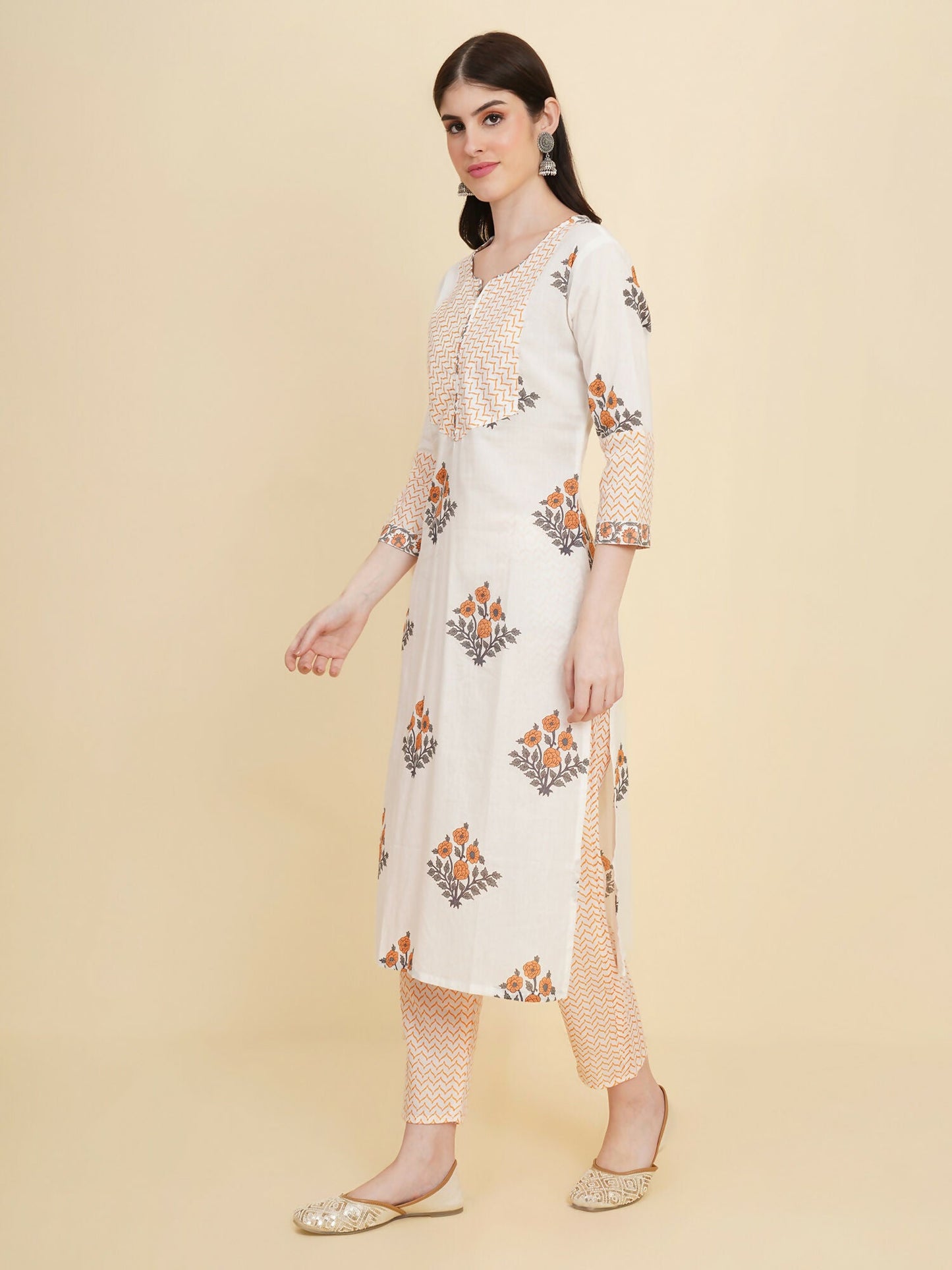 Designer Stylish white cotton Stitched Suit With Dupatta - Tanisha | Swadesiicart