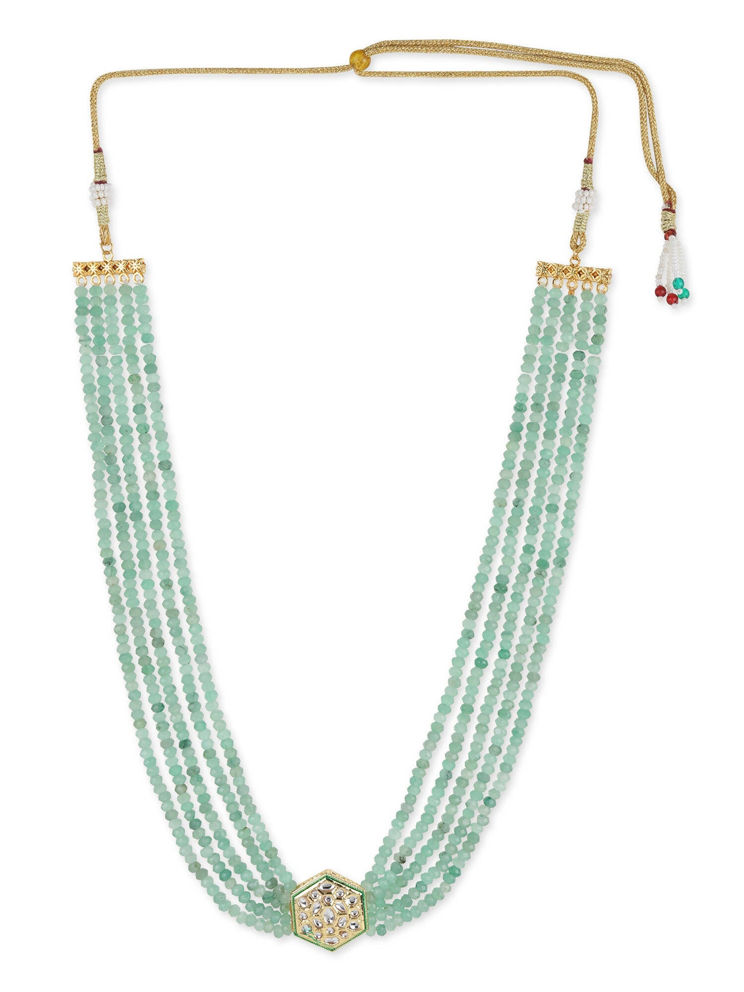 Green Gold-Toned Brass Gold-Polished Necklace - Ruby Raang | Swadesiicart