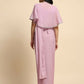Pink Chiffon Solid Ready to wear Saree with stitched Blouse - Aayan | Swadesiicart