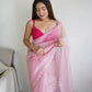 Vamsee Sheetal Peach Organza Saree - Swadesiicart