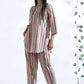Breathables Women’S Pink Cotton Stripes Loungewear Co-Ord Set