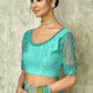 Aqua Blue Silk Plain Saree with Blouse Piece - Purvi