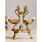 eCraftIndia Gold Toned Parrot Design Brass Handcrafted Diya With Stand | Swadesiicart