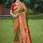 Shree Shyam Fashion Mehandi Golden Banarasi Silk Saree