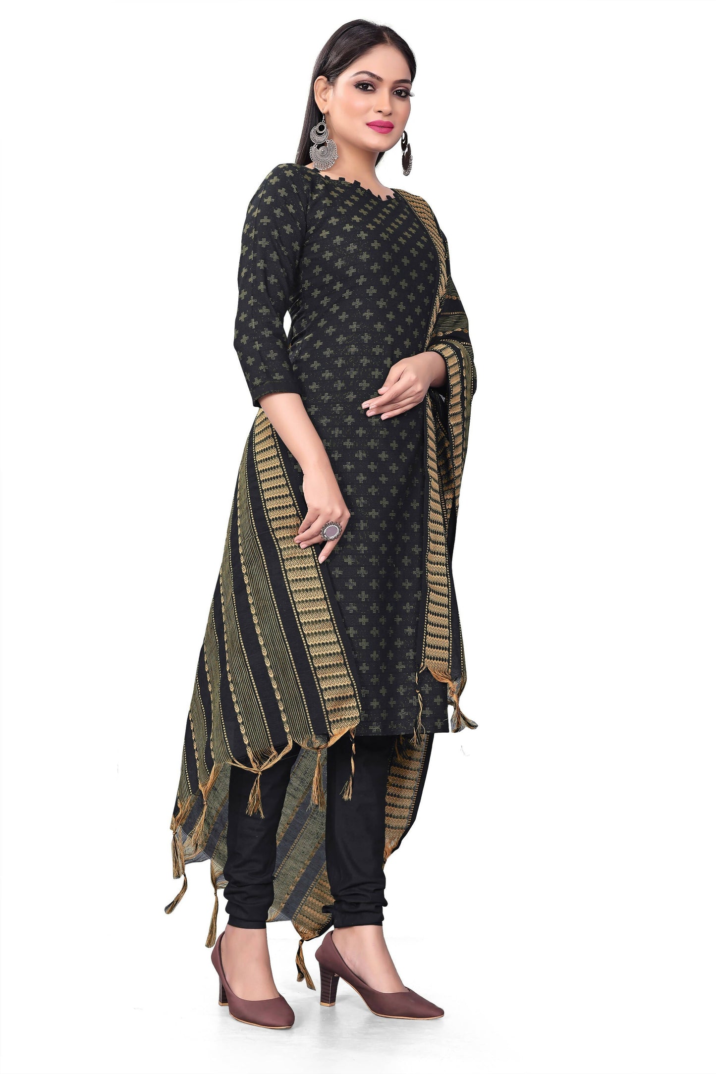 Blue Cotton Jacquard Woven Unstitched Dress Material - Amara
