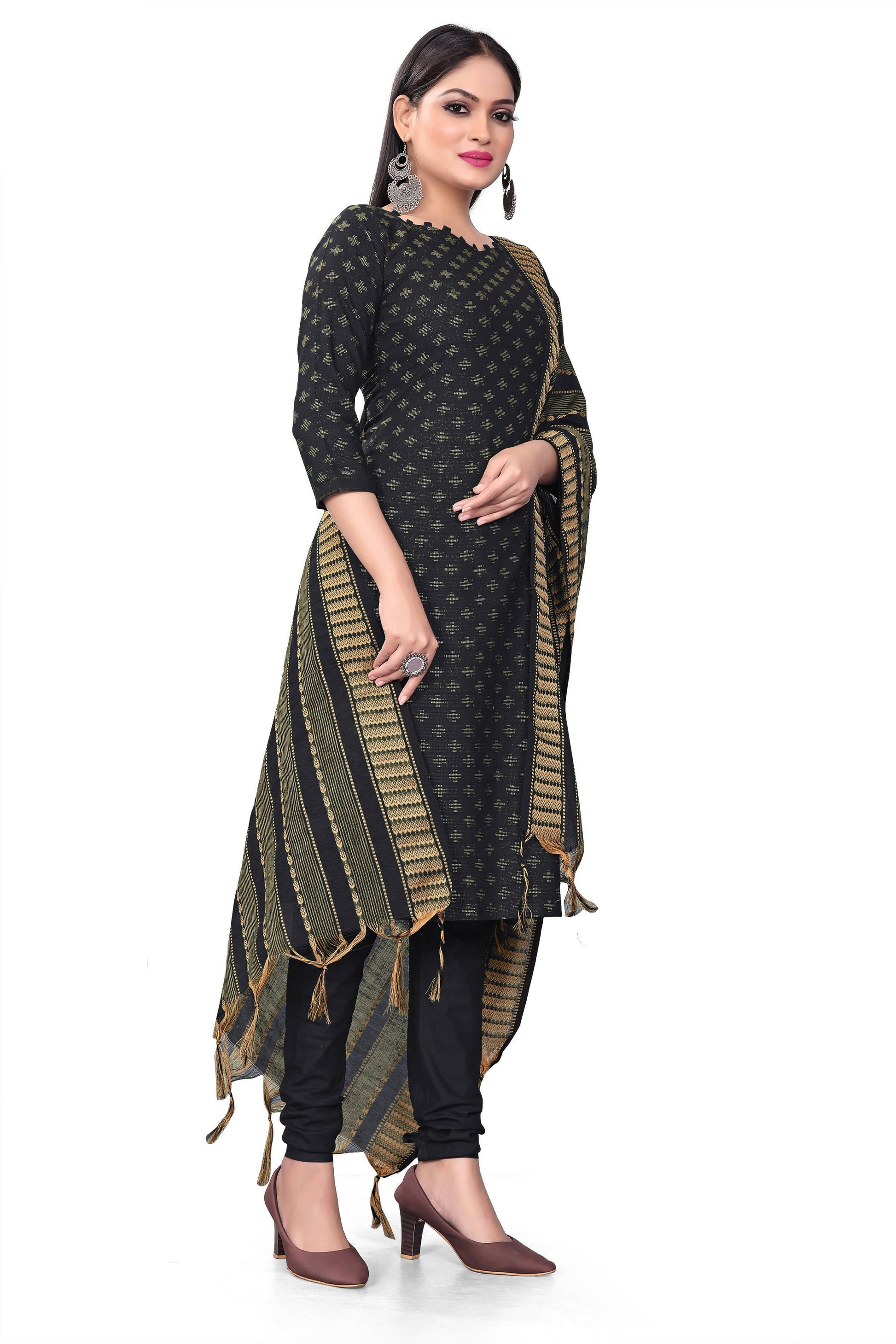 Blue Cotton Jacquard Woven Unstitched Dress Material - Amara