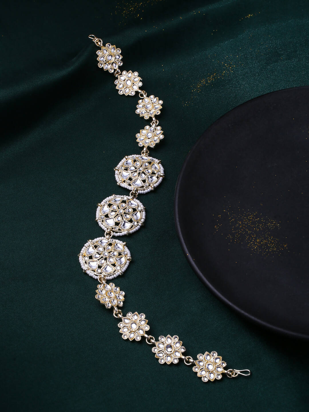 NVR Women's Gold-Polished Traditional Trending Matha Patti | Swadesiicart