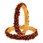 Mominos Fashion Joharkamal Gold-Polished Maroon Beads Work Bangles - Swadesiicart