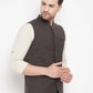 Even Apparels Brown Merino Men Woven Nehru Jacket | Swadesiicart