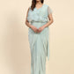 Light Blue Lycra Solid Ready to Wear Saree with stitched Blouse - Nita | Swadesiicart