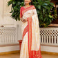Joban Fashion Off White Silk Woven Banarasi Saree | Swadesiicart