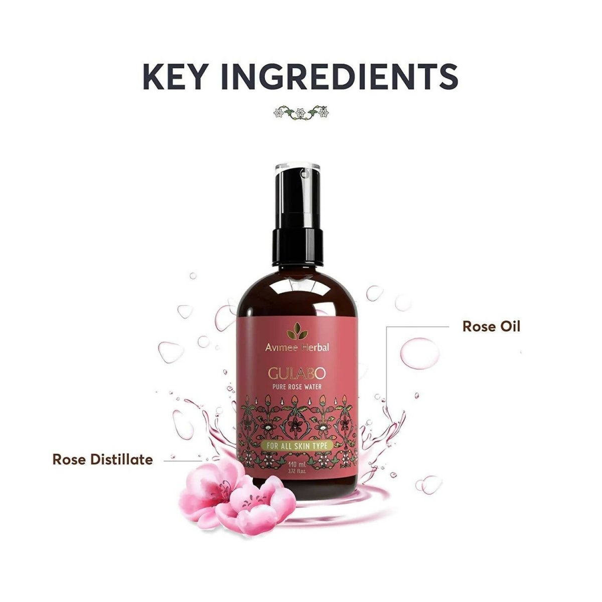 Avimee Herbal Gulabo Pure Rose Water Cleansing & Toning - Limited Time Offer - Swadesiicart