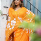 Exclusive Collection Beautiful Orange Pure Cotton Hand Print Handloom Saree With Running Blouse Piece - Swadesiicart