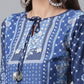 Ahalyaa Women Navy Blue Crepe Floral Print kurta With Palazzo | Swadesiicart