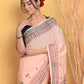 Very Much Indian Handblock Printed Cotton Saree With Natural Dyes - Peach | Swadesiicart