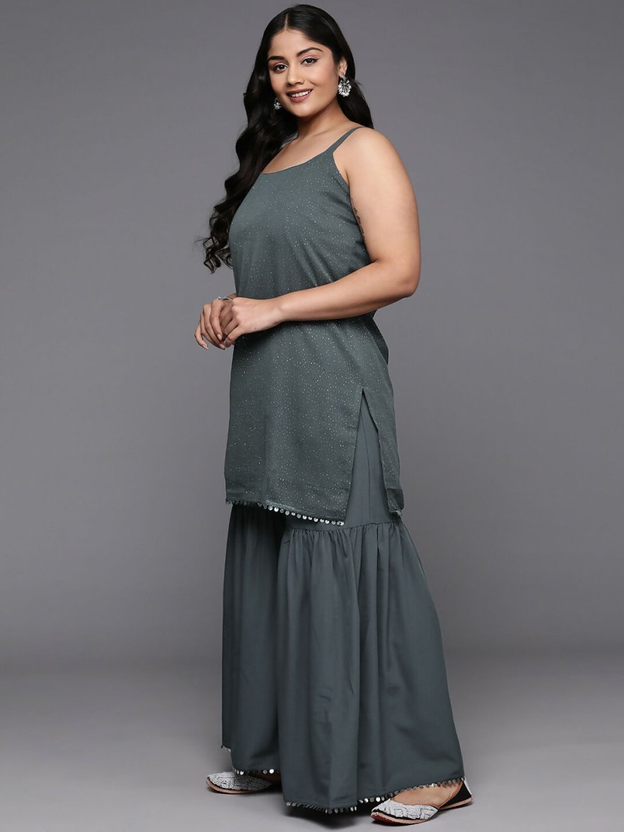 Ahalyaa Women's Traditional wear Kurta Set - Grey | Swadesiicart