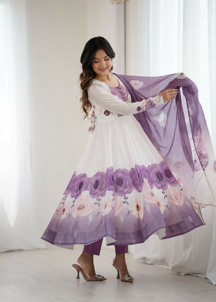 Joban Fashion Onion Pink Kurta Set Organza Sequin Embroidery Work - Swadesiicart