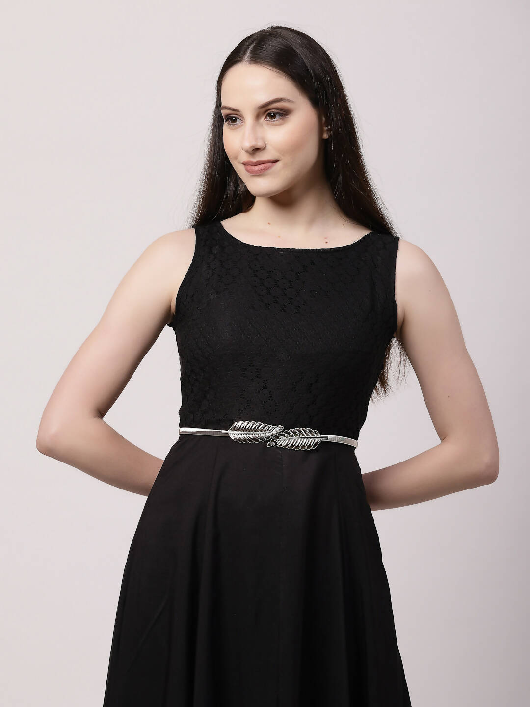 NVR Women Circular Silver Plated Stretchable Metal Belt | Swadesiicart