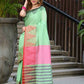 Beatitude Green Cotton Temple Border Handloom Saree