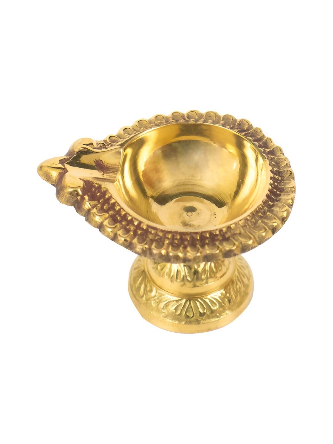 Spillbox Gold-Toned Brass Laksmi Kuber Diyas Stand Pooja Essential | Swadesiicart