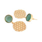 VOJ One Gram Gold-Polished Teal Colored Stone Studded Earrings - Swadesiicart
