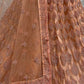 Jyoti Fashion Women's Peach Bridal Net Fancy Dori & Multi Thread Embroidered with Zircon Diamond Work Wedding Lehenga Choli | Swadesiicart