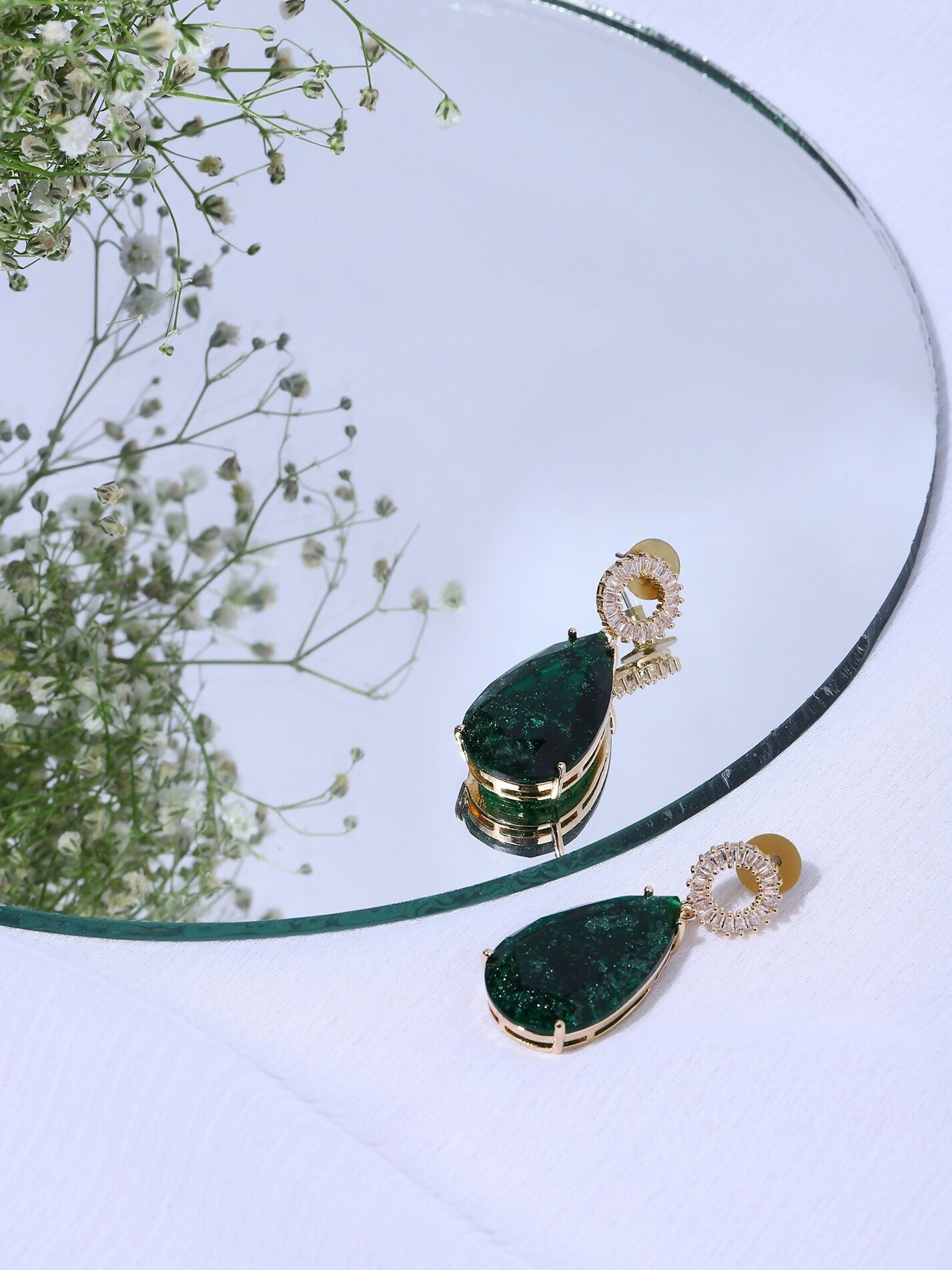 Green Druzy Quartz Earrings- Ruby Raang | Swadesiicart